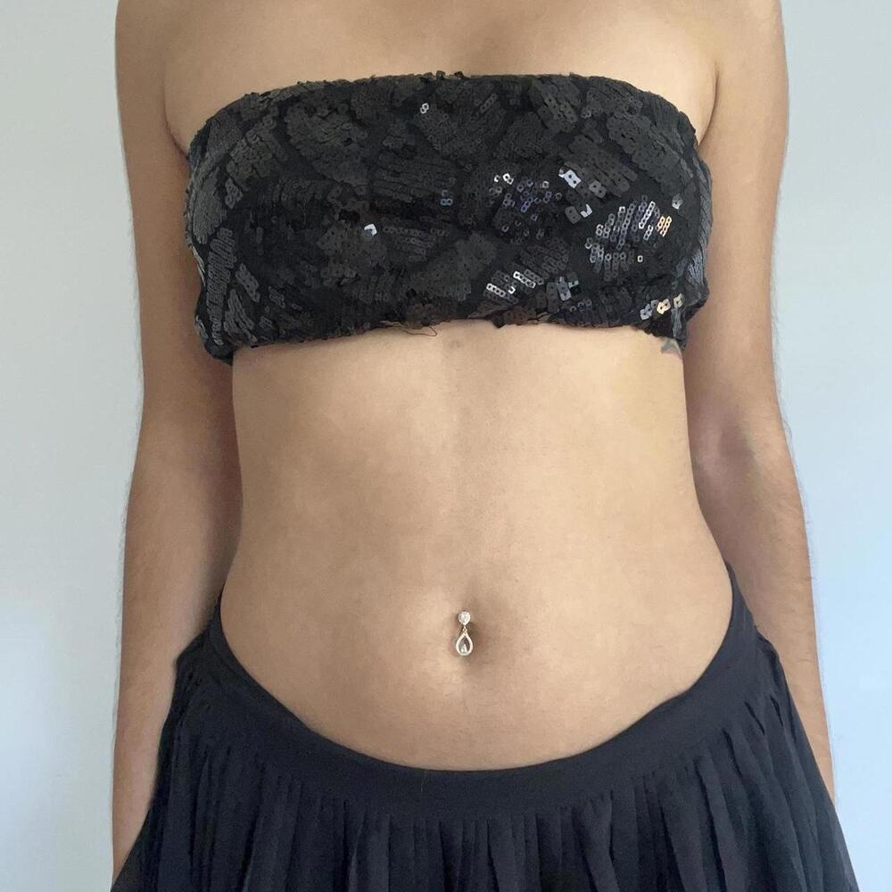 Black sequin bandeau top #glamour